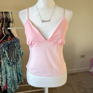 Edikted - Baby Pink Sheer Mesh Babydoll Cami Tank Top